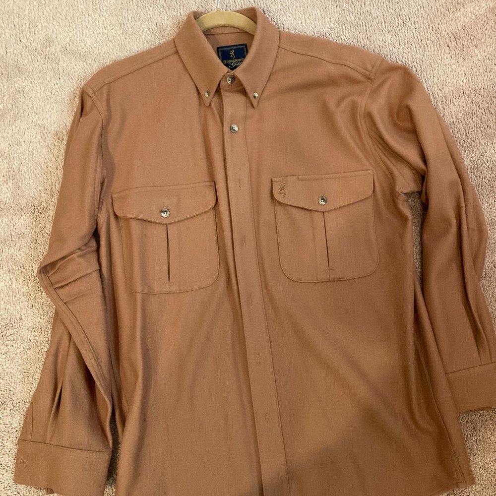 Men's Size M Browning Gold Wool Shooting Shirt; 100% Wool